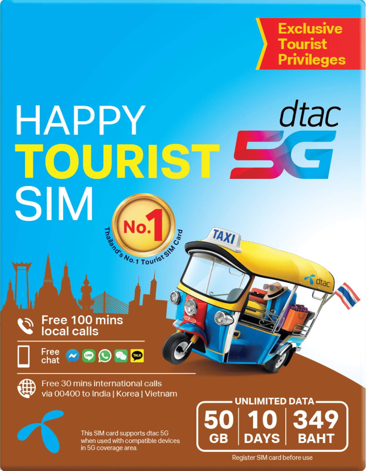 Bangkok, Thailand 5G SIM Card - Enjoy Local Network, Collect from Airport - تصویر اصلی