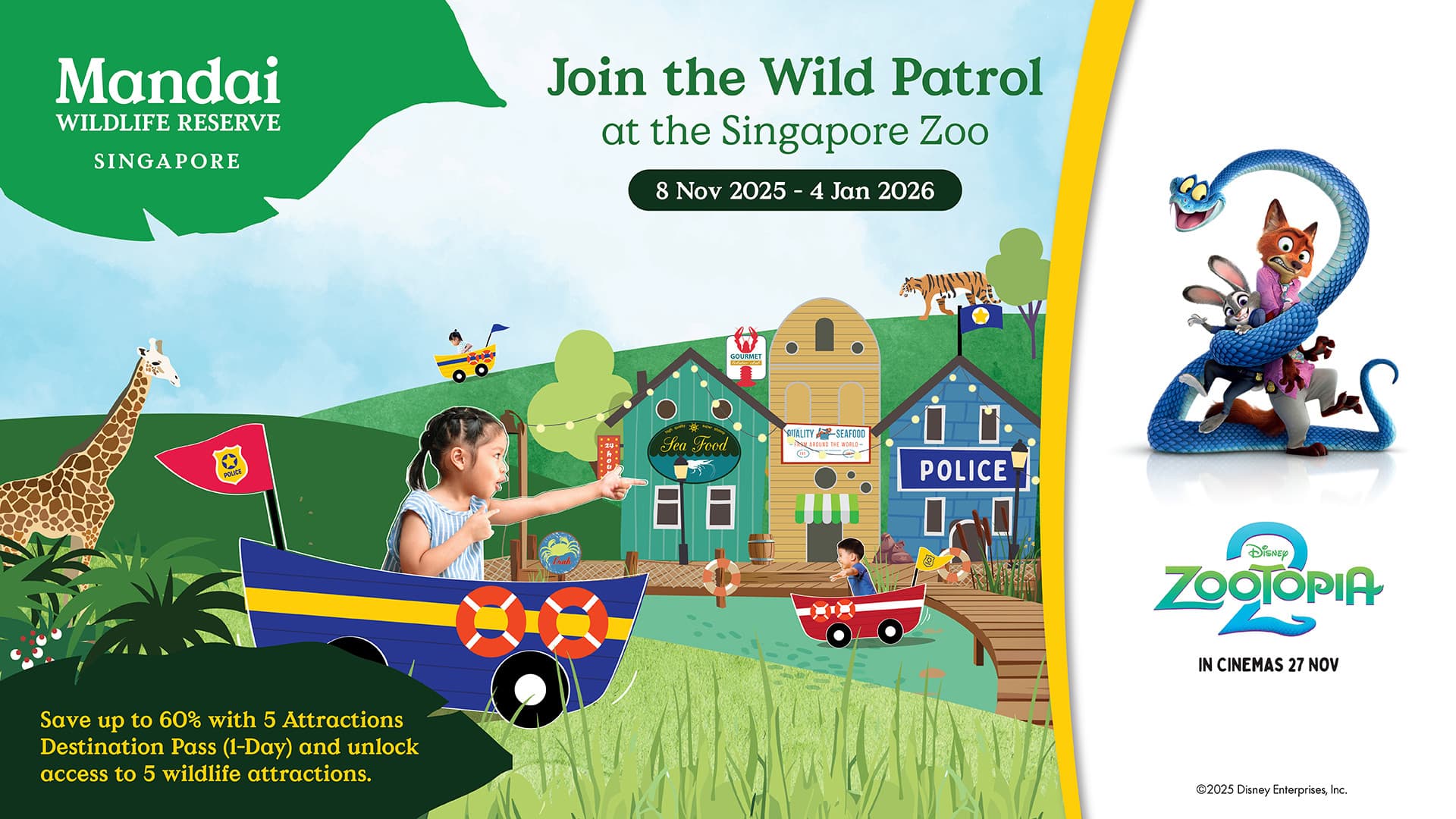 5-in-1 Day Pass: Night Safari + Singapore Zoo + Bird Paradise + River Wonders + Rainforest Adventure - تصویر اصلی